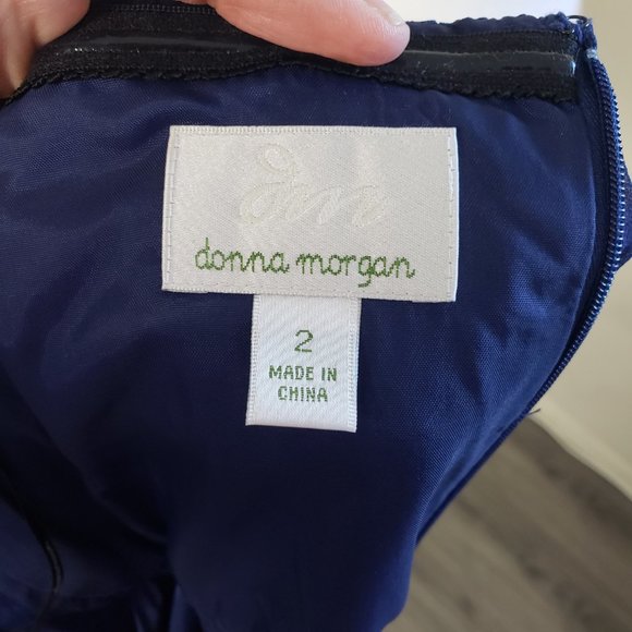 Donna Morgan Rachel Chiffon One Shoulder Formal Dress Midnight Blue Size 2 - Picture 9 of 12